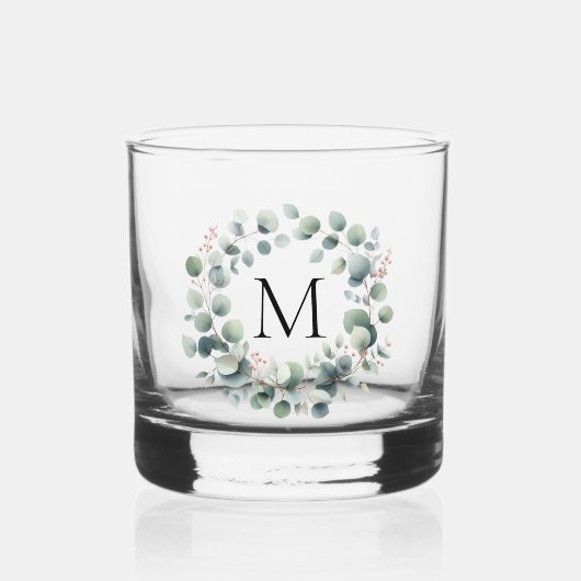 Aangepaste Klassieke Groene Eucalyptus Foliage Kra Whisky Glas (Voorkant)