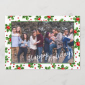 Aangepaste klassieke groene Holly rode bessen Feestdagenkaart (Voorkant)