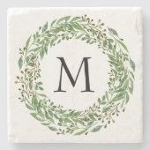 Aangepaste Klassieke Groene Laurel Krans Blad Patr Stenen Onderzetter (Voorkant)