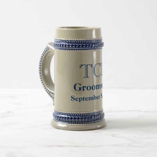 Aangepaste Klassieke Groomsmen Beer Stein Bierpul (Voorkant links)