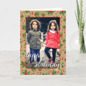 Aangepaste Klassieke Kerst Groen Stekelblad Rode B Kaart (Voorkant)