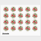 Aangepaste Klassieke Kerst Groen Stekelblad Rode B Ronde Sticker (Vel)