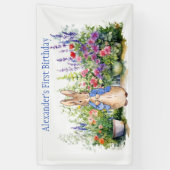 Aangepaste klassieke konijn eerste verjaardag part spandoek (Verticaal)
