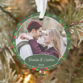 Aangepaste Klassieke Koppel Foto Onze 1e Kerstmis Ornament