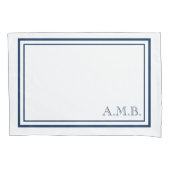 Aangepaste Klassieke marineblauwmonogram standaard Kussensloop (Voorkant)