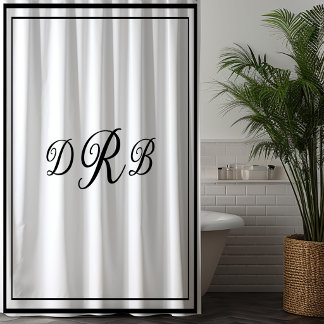 Aangepaste Klassieke Monogram Calligrafie Initiële Douchegordijn