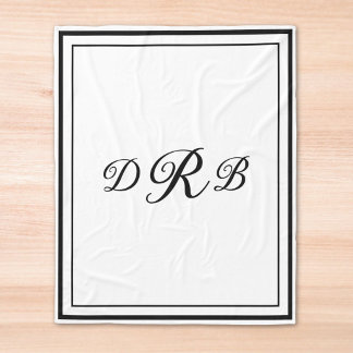 Aangepaste Klassieke Monogram Calligrafie Initiële Fleece Deken