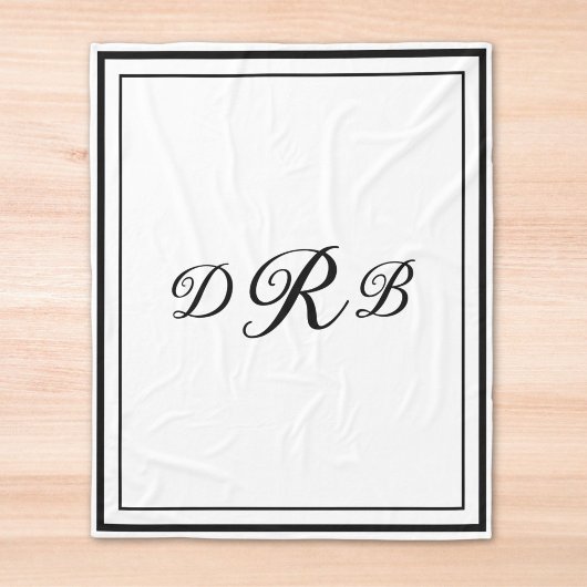 Aangepaste Klassieke Monogram Calligrafie Initiële Fleece Deken