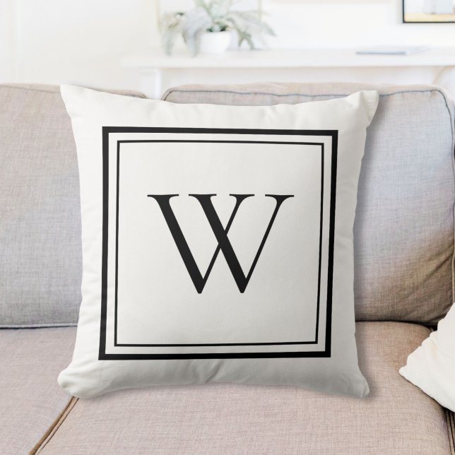 Aangepaste Klassieke Monogram Initiaal Naam Kussen (Creator heeft geüpload)