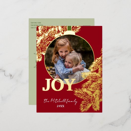 Aangepaste klassieke naalden voor pinebomen Gold Folie Feestdagen Briefkaart (Voorkant / Achterkant)