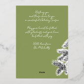 Aangepaste klassieke naalden voor pinebomen Gold Folie Feestdagenkaart (Achterkant)