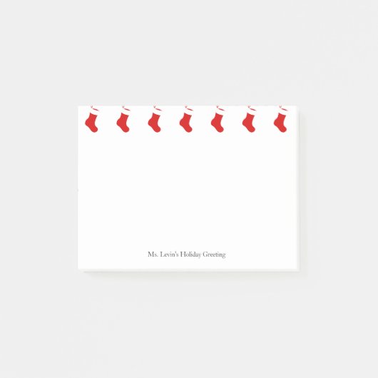 Aangepaste klassieke Rode Kerstaking Vakantie Post-it® Notes (Voorkant)