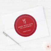 Aangepaste Klassieke Rode Met Liefde Gemaakt Ronde Sticker (Envelop)