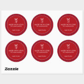 Aangepaste Klassieke Rode Met Liefde Gemaakt Ronde Sticker (Vel)