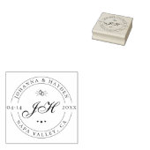 Aangepaste klassieke script-Initialen | De datum o Rubberstempel (Gestempeld)