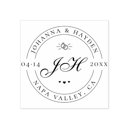 Aangepaste klassieke script-Initialen | De datum o Rubberstempel (Afrduk)