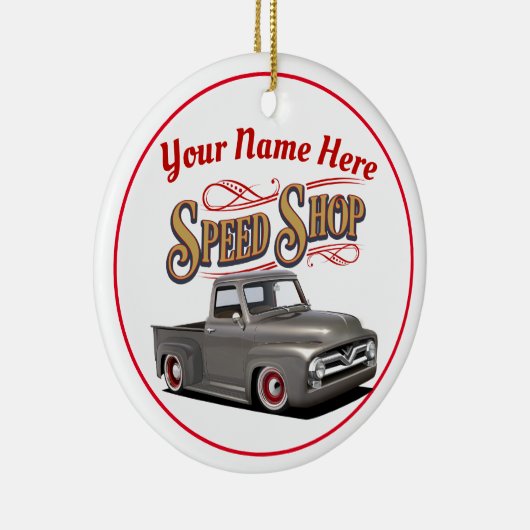 Aangepaste Klassieke truckwinkel Keramisch Ornament (Rechts)