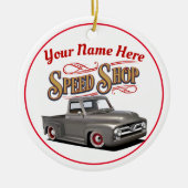 Aangepaste Klassieke truckwinkel Keramisch Ornament (Voorkant)