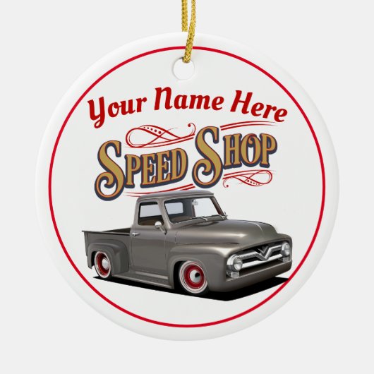 Aangepaste Klassieke truckwinkel Keramisch Ornament (Voorkant)