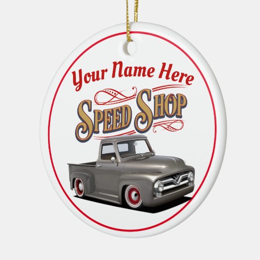 Aangepaste Klassieke truckwinkel Keramisch Ornament (Links)