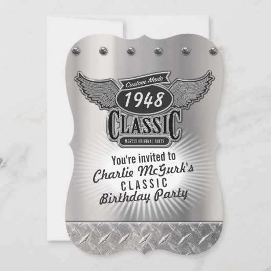 Aangepaste, klassieke uitnodiging voor verjaardags (Voorkant)
