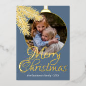 Aangepaste Klassieke witte naalden voor bomen Gold Folie Feestdagenkaart (Voorkant)