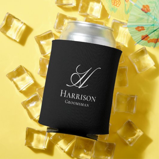 Aangepaste Klassieke Zwarte en Witte Monogram Groo Blikjeskoeler (Insitu Zomer)