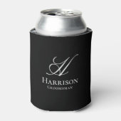 Aangepaste Klassieke Zwarte en Witte Monogram Groo Blikjeskoeler (Blikje Voorkant)
