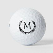 Aangepaste klassieke zwarte Laurel Wreatves Motif Golfballen (Voorkant)