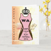 Aangepaste Kleding Kleur Houd Kalm en Speel Netbal Kaart (Gele Bloem)