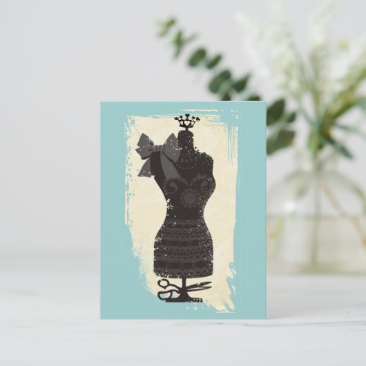 aangepaste kledingdummy mode mannequin naaien briefkaart (Staand voorkant)