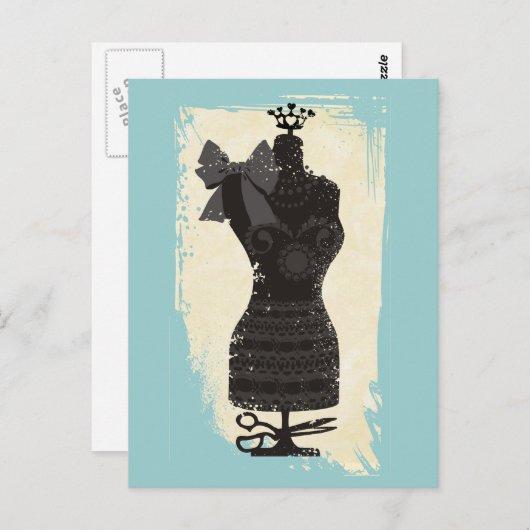 aangepaste kledingdummy mode mannequin naaien briefkaart (Voorkant / Achterkant)