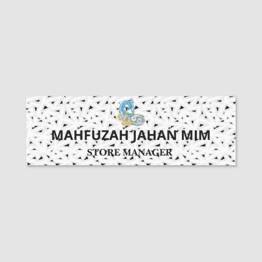 Aangepaste kledinglabels. Kantoor. Messing. Feest! Naamplaatje (Voorkant)