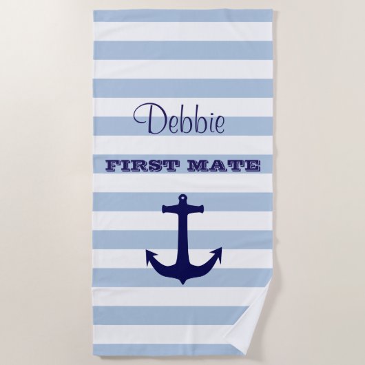 Aangepaste kleerhanddoek van eerste stuurmantel strandlaken (Voorkant)