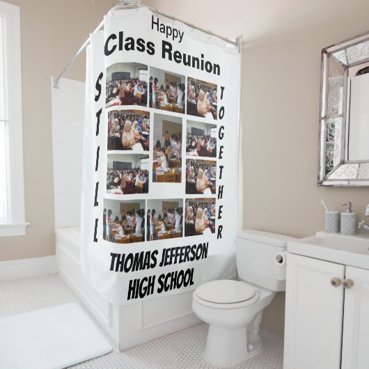 Aangepaste kleerklasse reünie 11 Fotocollage Douchegordijn (In situ)