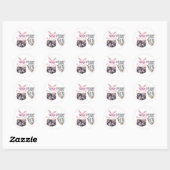 Aangepaste kleine babymeisjes Bunny Glasses Floral Ronde Sticker (Vel)