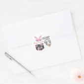 Aangepaste kleine babymeisjes Bunny Glasses Floral Ronde Sticker (Envelop)