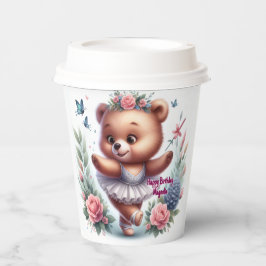 Aangepaste kleine ballerina-beer verjaardags-papie papieren bekers
