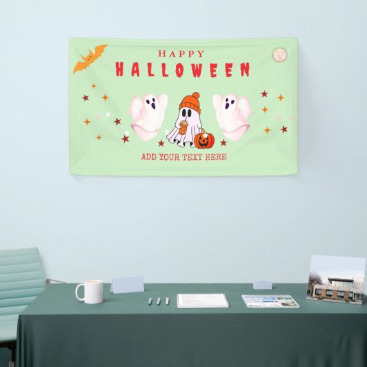 Aangepaste kleine bedrijfslogo Halloween-feest Spandoek (Beurs)
