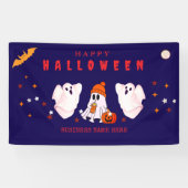 Aangepaste kleine bedrijfslogo Halloween-feest Spandoek (Horizontaal)