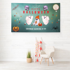 Aangepaste kleine bedrijfslogo Halloween-feestbann Spandoek
