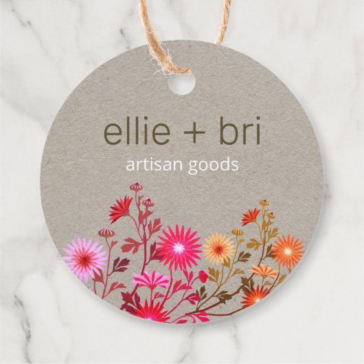 Aangepaste kleine bedrijven Boho Floral Hang Label (Achterkant)