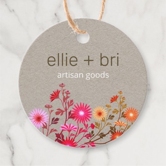Aangepaste kleine bedrijven Boho Floral Hang Label (Voorkant)