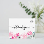 Aangepaste kleine bedrijven logo Waterverf Floral Briefkaart (Staand voorkant)