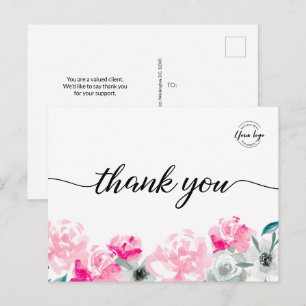 Aangepaste kleine bedrijven logo Waterverf Floral Briefkaart