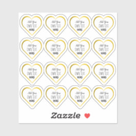 Aangepaste kleine doorzichtige gouden hartstickers sticker