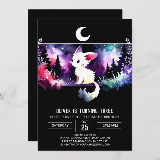 Aangepaste kleine kat verjaardag kaart (Voorkant / Achterkant)