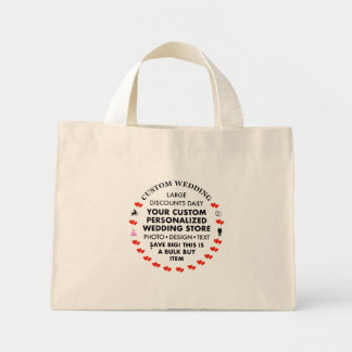Aangepaste kleine katoenen cadeautassen voor bruil mini tote bag