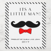 Aangepaste kleine Man Het is een jongen snor rode  Wijn Etiket (Enkel label)