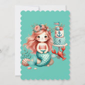 Aangepaste Kleine Meisjes Zeemeermin Verjaardagsfe Kaart (Achterkant)